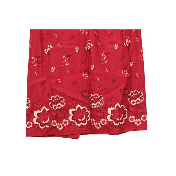 Eddie Bauer Maxi Wrap Skirt Size 8 Linen Cotton Red Floral Lightweight Boho - Picture 9 of 11